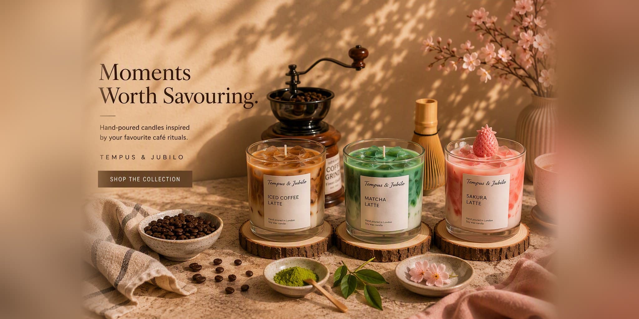 Café Collection candle with gel wax ice cubes